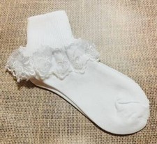 Toddler Little Girl White Heart Lace Socks Shoe Sizes 7 through 2