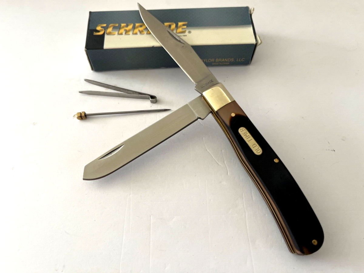 Schrade Old Timer 96OT Bearhead Trapper Sawcut Delrin Handles