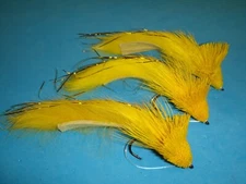 FLY FISHING FLIES - Yellow DEER HAIR BUNNY DIVER size #4 (3 pcs.)