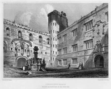 Scotland LINLITHGOW PALACE Home of Kings, 1840s Architecture Art Print Engraving