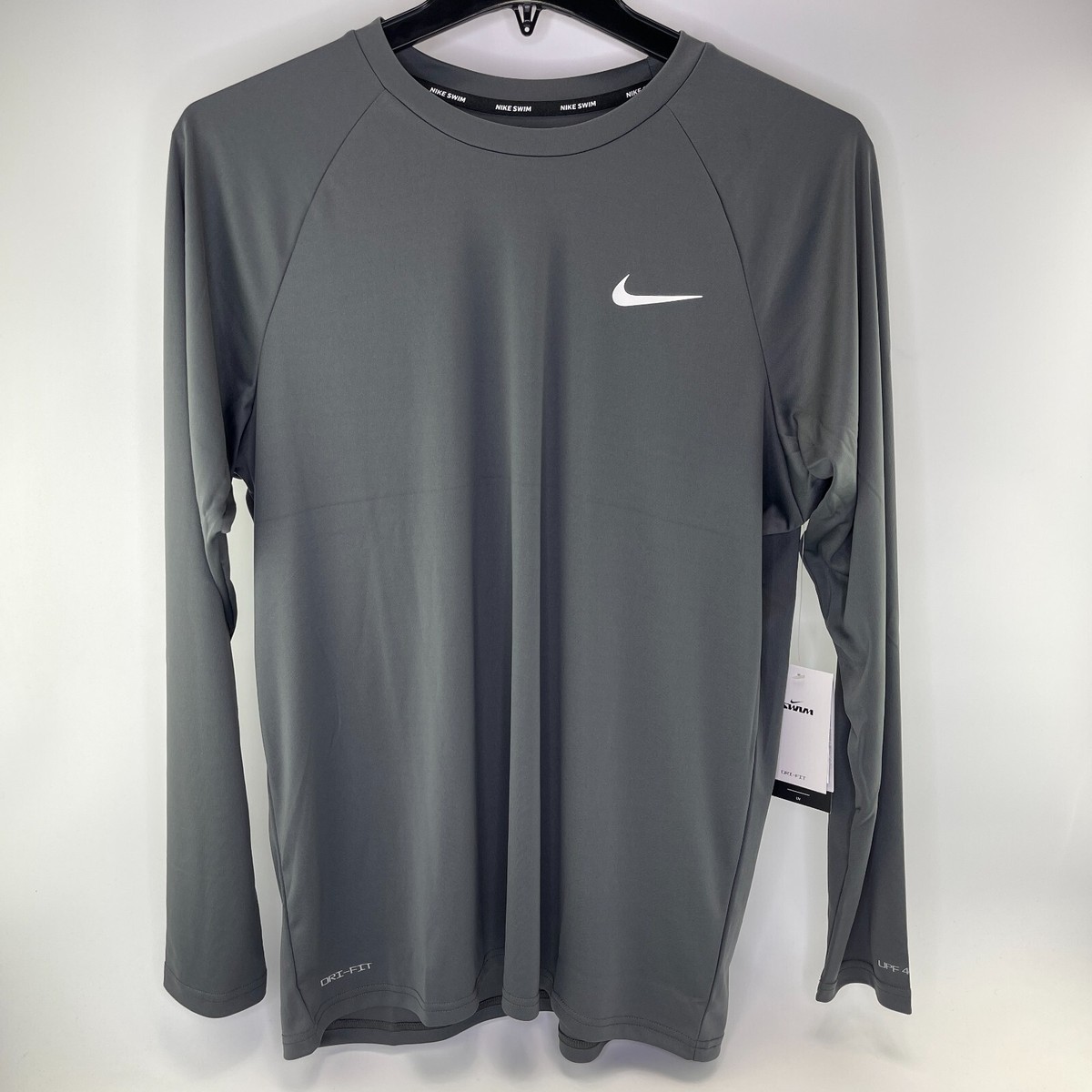 Dri Fit Athletic Long Sleeve Shirts Nike Swim Dri-Fit Iron Gray