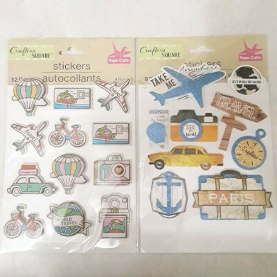 ~Crafter's Square~ World Travel Vacation Scrapbooking Stickers (9pc & 12pc lot)