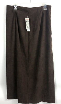 Women's Hawe-Bernard Brown No Waist Band Straight Back Kick Pleat Shirt Size 16