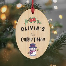 Baby's First Christmas Personalized Wooden Ornament - Christmas tree decorations