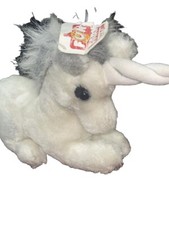 Vtg 1982 Plush DAKIN Unicorn White Gray Small Laying Stuffed Fun Farm with Tag
