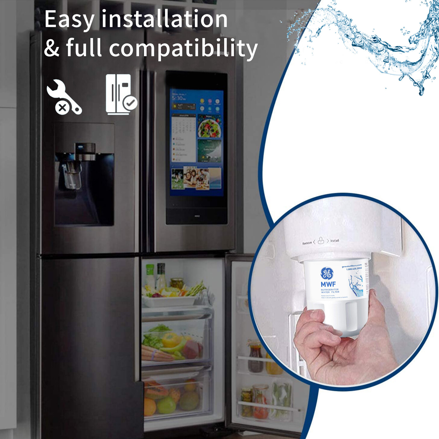 GE MWF General Electric 1 pack Refrigerator water purifier filter replacement