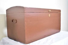 Antike Biedermeier Runddeckeltruhe Landhaus Truhe Holztruhe Wäschetruhe Weichhol