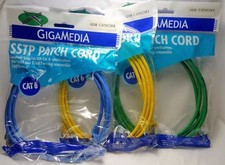 GigaMedia 7ft Cat 6 SSTP RJ45 Patch Cables Lot of 3 -Terminal Metal Connectors