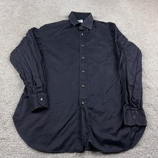 Brioni Shirt Mens 16.5 Black Office Business Career Luxury Button Up Italian