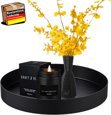 Rundes metall tablett schwarz 20 cm serviertablett für dekoration, schmuck, kerz