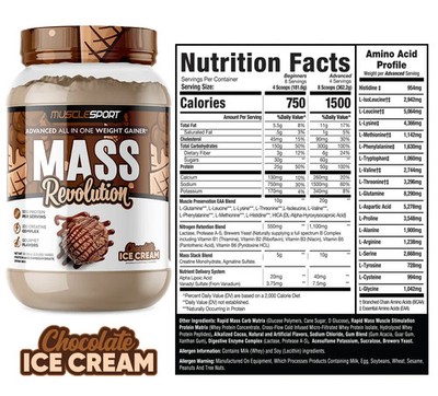 MUSCLESPORT MASS REVOLUTION CHOCOLATE ICE CREAM 3.2 lbs (2,275 g)