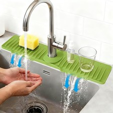 16" Silicone Faucet Mat for Kitchen Sink Released in 2026,8 Slope Fast Self-...