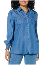 G by Giuliana Women's Tencel Button-Down Top Medium Wash