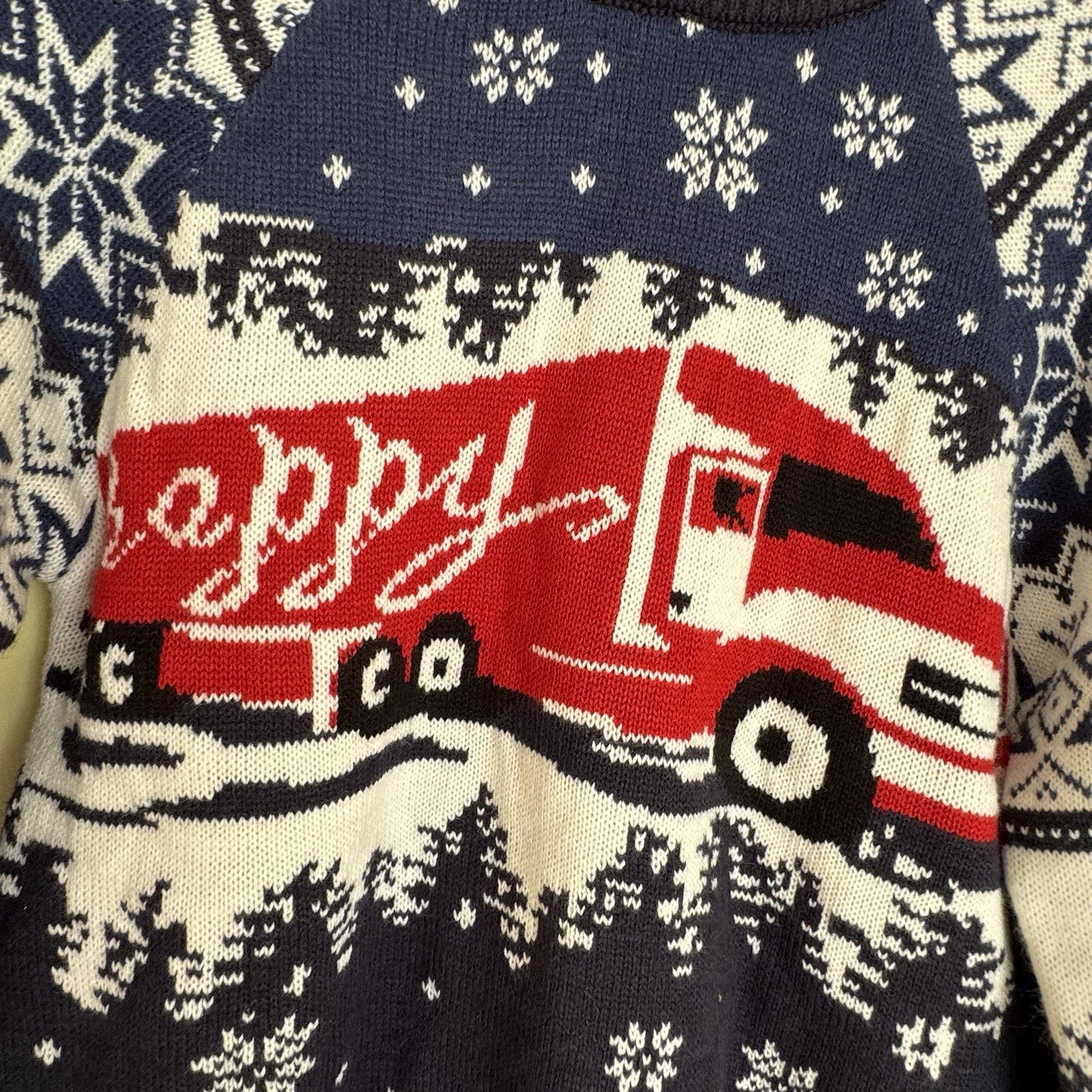 Knitted Sweater Unique Snow Pattern Round Neck Pu… - image 3