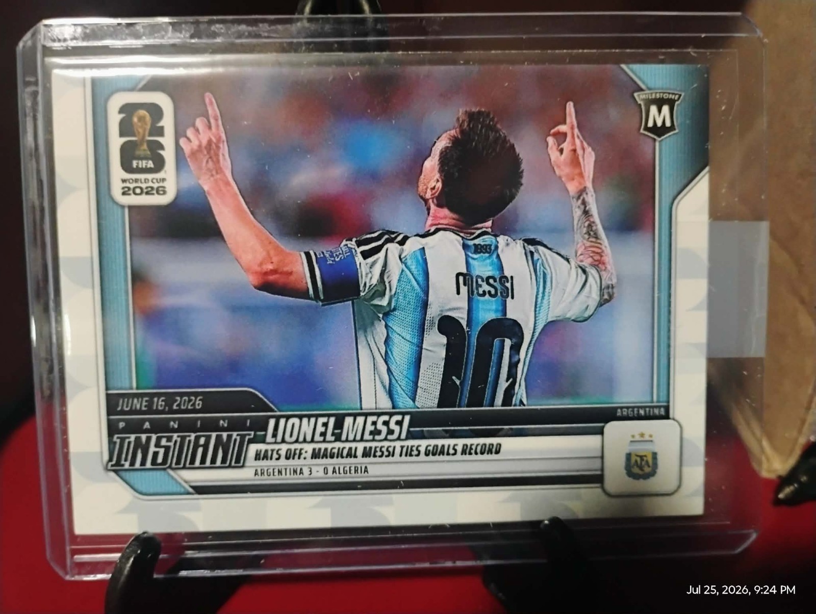 2026 Panini Instant FIFA World Cup #46 Lionel Messi Argentina PR:22911 In-Hand view 1