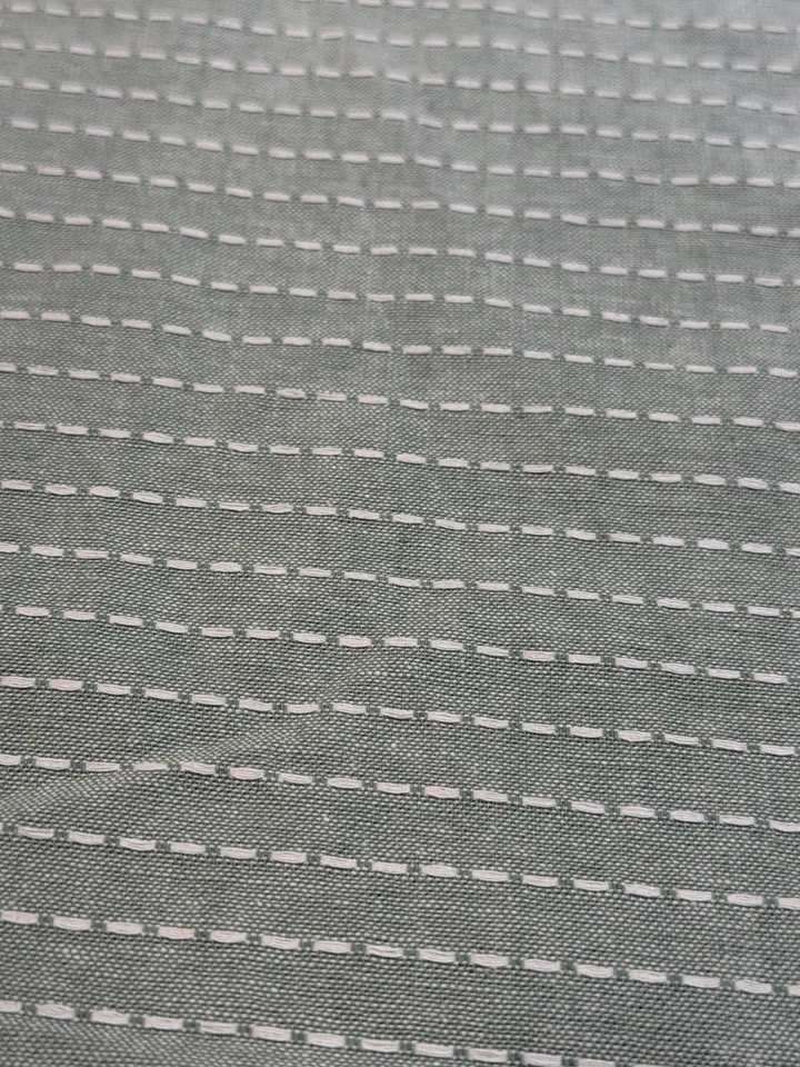 West Elm Chambray Tack Stripe BLACKOUT Curtain 48x 96” Color: Sage (green) - Image 4 of 4