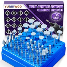 52Pcs Diamond Grinding Bits Set - 1/8" Shank for Stone, Glass, Ceramics, Polishi