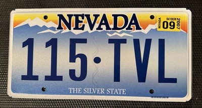 2007 Nevada NV The Silver State License Plate 115 TVL Mountains