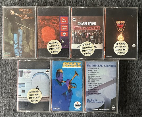 VTG Cassette Tape Lot (7) Impulse MCA Promo John Coltrane Gillespie Haden Shepp