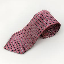 Polo by Ralph Lauren Tie Mens Pink Black Geometric 100 Silk Handmade Italy Y2K