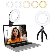 Video Conference Lighting Kit, Ring Light Clip on Laptop Monitor with 5 Dimma...