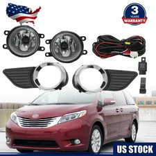 Fog Lights Assembly Bumper Lamps Set w/Switch For 2011-2017 Toyota Sienna Pair