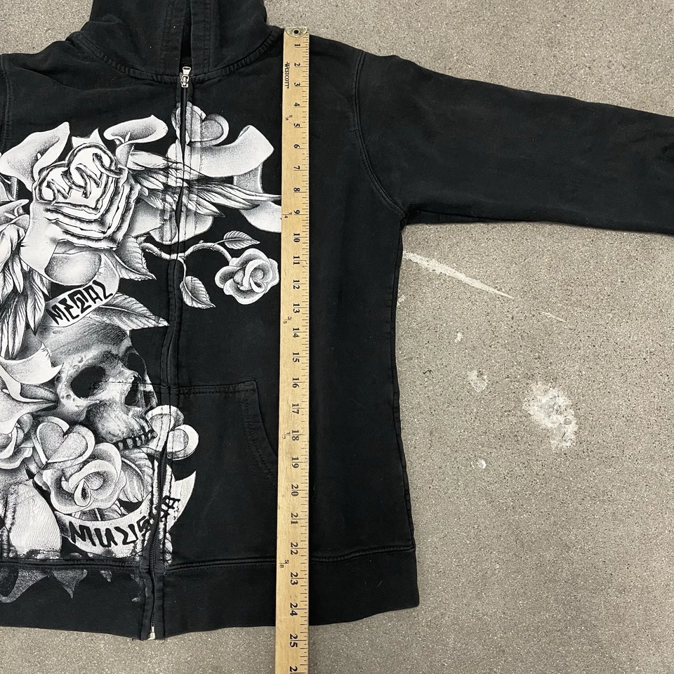 复古 Y2K 金属 Mulisha 套衫连帽衫女式黑色头骨 — 第 4/4 张图片