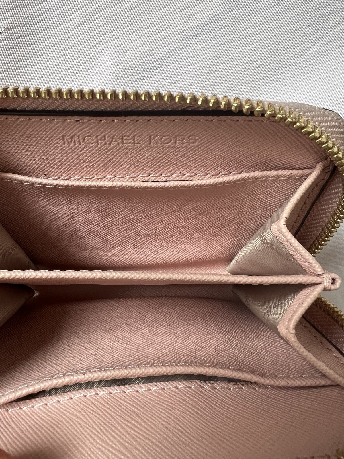 Michael Kors Fulton leather zip around credit cards purse coin case light pink thumbnail 5