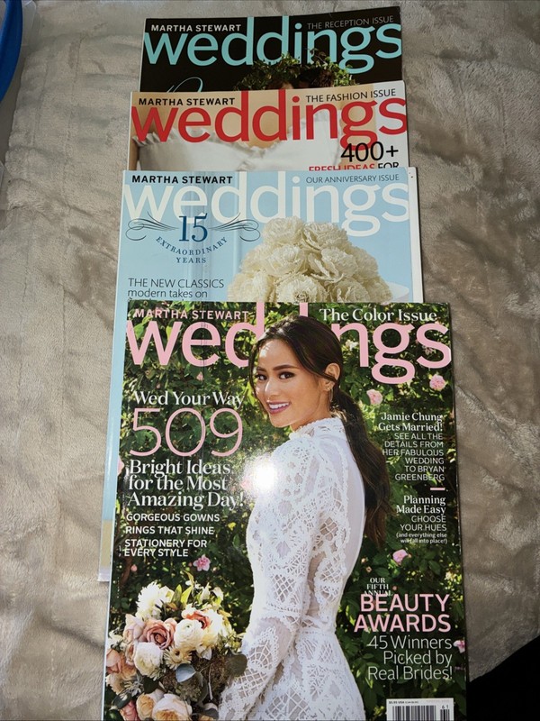 4 MARTHA STEWART WEDDINGS Magazine Lot of 4 Issues 50, 51, 54 and 76 Fall 2009,
