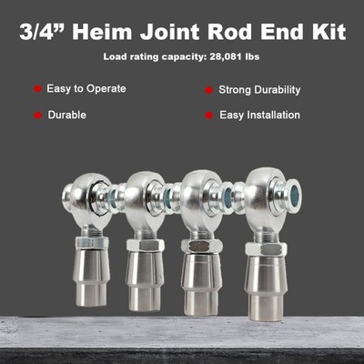 3/4  Heim Joint Rod End Kit, Left and Right Hand Thread 2 Big .750  Carbon Steel