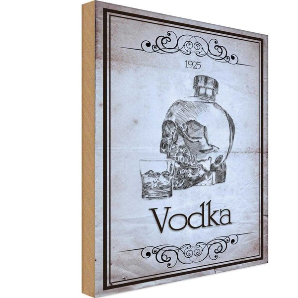 Holzschild 30X20 Cm Alkohol 1925 Vodka Totenkopf Essen Trinken Deko Geschenk Hol-image