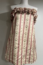 Weworewhat Vintage Floral Striped Strapless Mini Dress with Ruffle Details