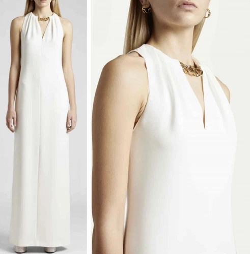 *VALENTINO* Abito Cady Couture V Logo Catena Impreziosito Nuovo con etichette IT 42