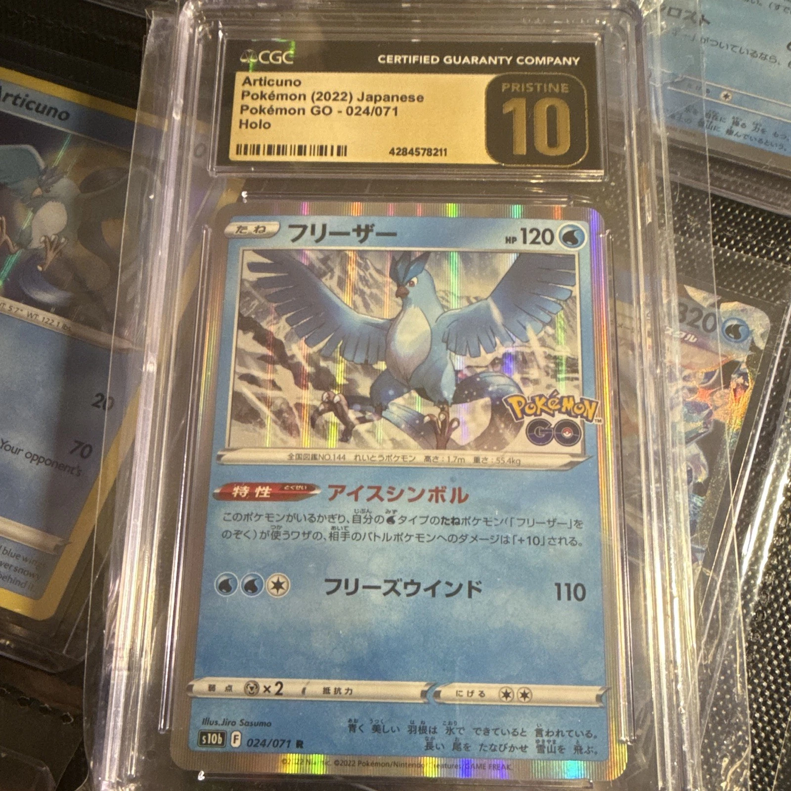 CGC Pristine 10 Articuno 024/071 S10b Pokémon GO Japanese 2022 Holo Rare