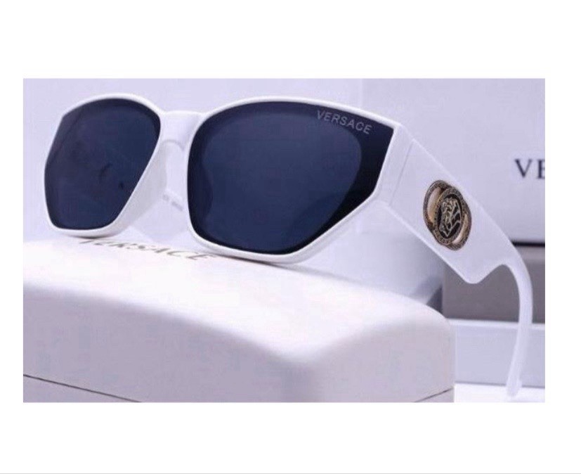 Versace White Square Men's Designer Sunglasses Medusa Logo Plastic