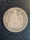 1876-CC Seated Liberty Silver Dime Good, Carson City Mint 10C coin