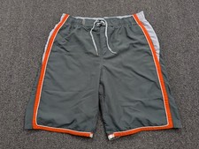 Nike Mens Orange  Gray Mesh Lined Swim Trunk Board Shorts Size Medium