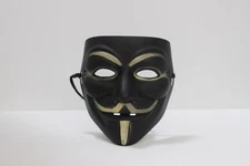 Black Mask with Gold Trim and Pink Cheeks – Halloween Cosplay Costume Accessory