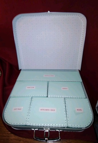 Gift Wrapping Kit In A Vintage Cardboard Suitcase / 14" X 11" X 3" - Picture 5 of 22