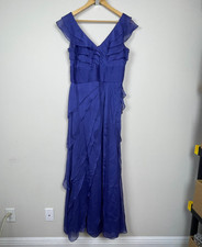 Adrianna Papell Blue Chiffon Gown Size 10 Sleeveless Floor Length Formal Event