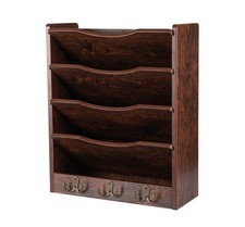 PAG 5-Tier Wall File Holder Hanging Mail Organizer Wood Magazine Literature R...