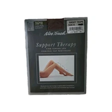 Nice Touch Support Therapy Firm  Toning Leg Control Top Pantyhose Smoky Taupe B