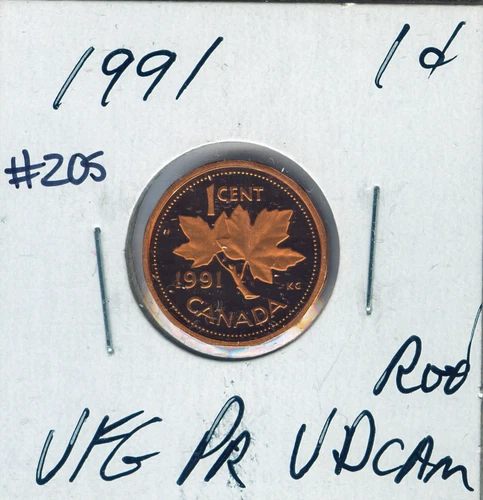 1991 Canada Cent Ultra Finest Grade Proof DCAM Red Auction # 68