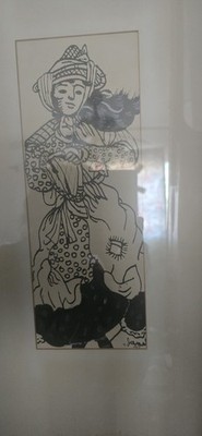 ORIGINAL Ink on Paper 1963 Janel Lessing Prodigy Artist Signed
