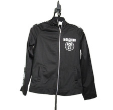 MOSCHINO Womens Zip Up Hooded Black Sweatshirt. Size M