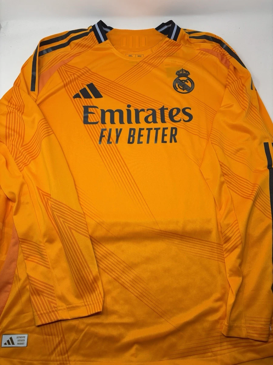 Real Madrid Adidas 24/25 Long Sleeve Authentic Orange Away Jersey