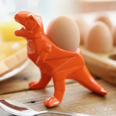 Orange Ceramic T-Rex Dinosaur Egg Cup by House of Disaster with Gift Box
