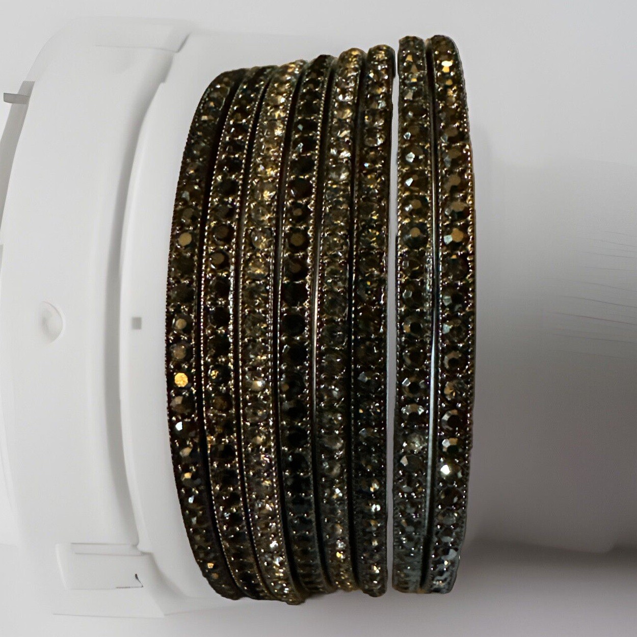 Metallic Rhinestone Bangle Bracelets - image 1