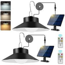 2Pack 40LED Solar Power Pendant Lights In/Outdoor Gazebo Porch Hanging Shed Lamp