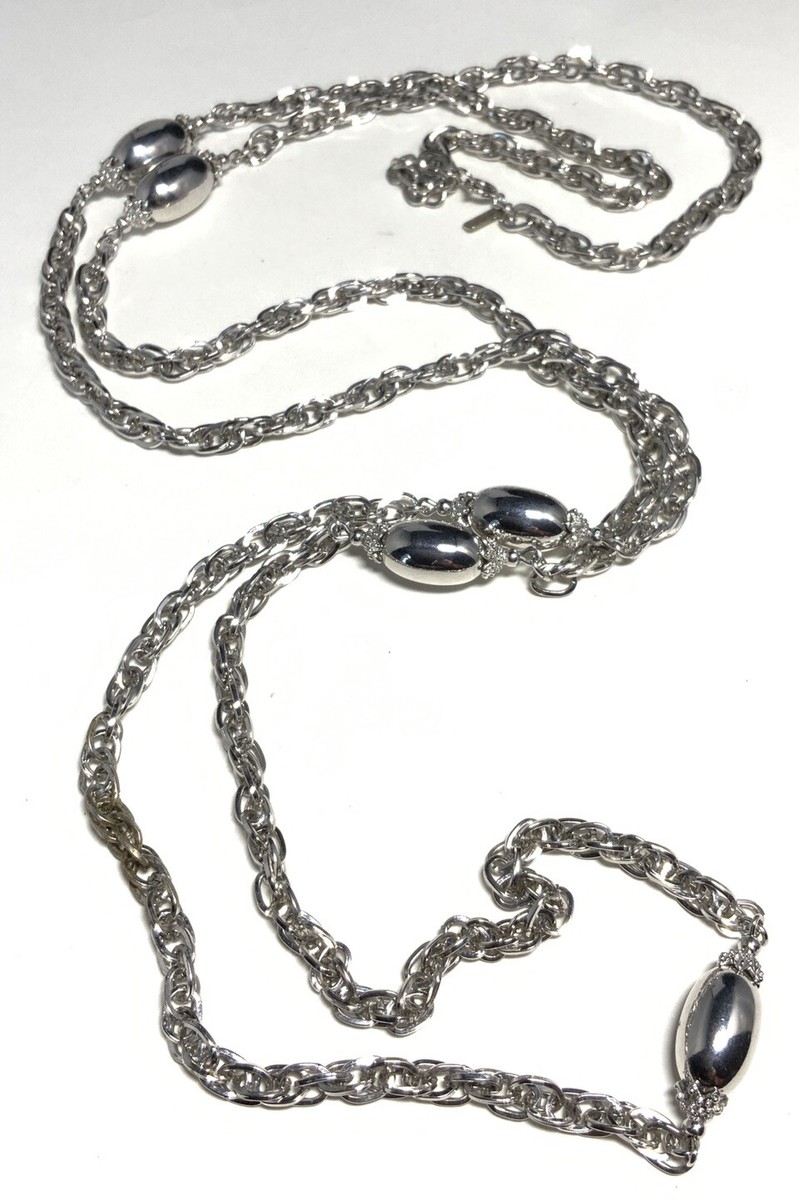 【R&B】Monet Monet Silver Tone Rope & Ball Chain Necklace 54-inches JB131
